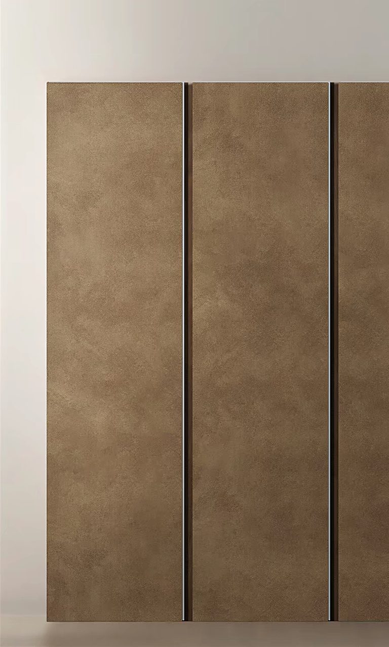 Brown wood-look panel in a smooth matte finish.