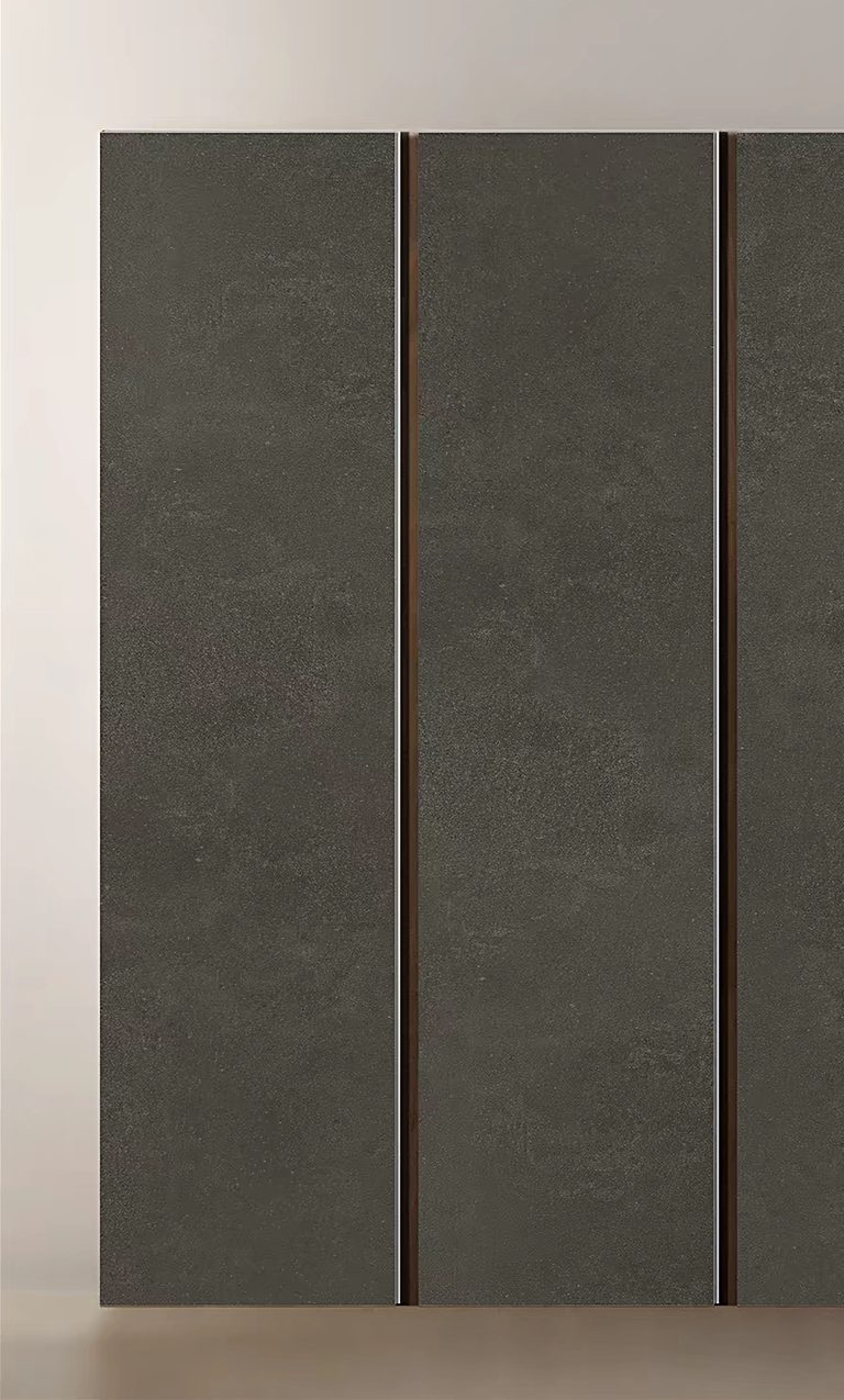Grey wood-look panel with a fine linear grain.